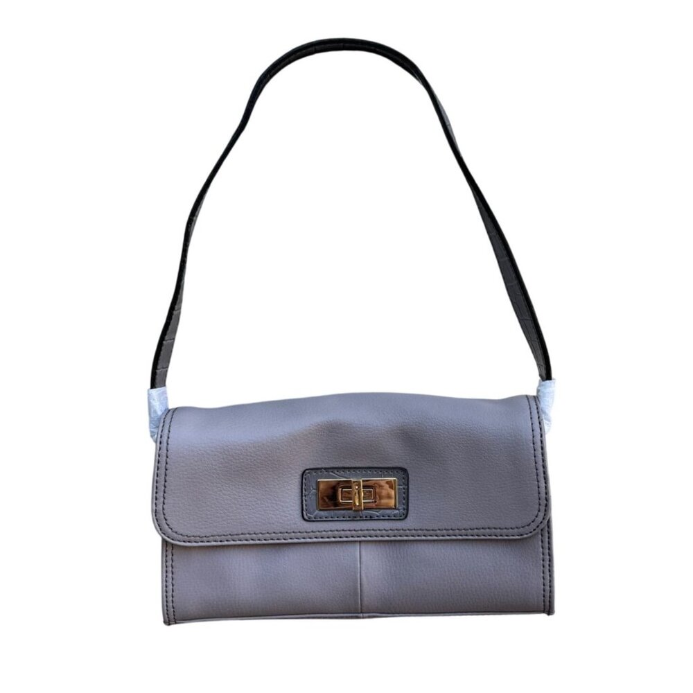 Isaac Mizrahi Y2K Minimalist Lavender Pebbled Designer Leather Shoulder Bag NEW